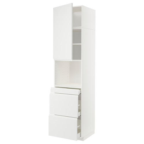 METOD / MAXIMERA Hi cab f micro combi w door/3 drwrs, white/Voxtorp matt white, 60x60x240 cm