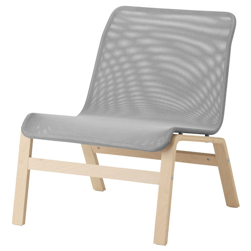 NOLMYRA Easy chair, birch veneer, grey