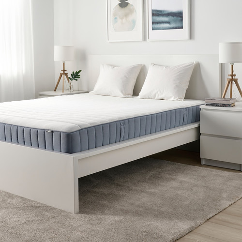 VALEVÅG Mattress, pocket springs, medium firm/light blue, 160x200 cm