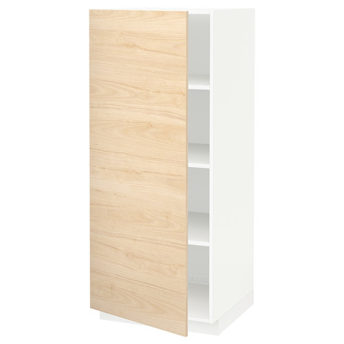 METOD High cabinet with shelves, white/Askersund light ash effect, 60x60x140 cm