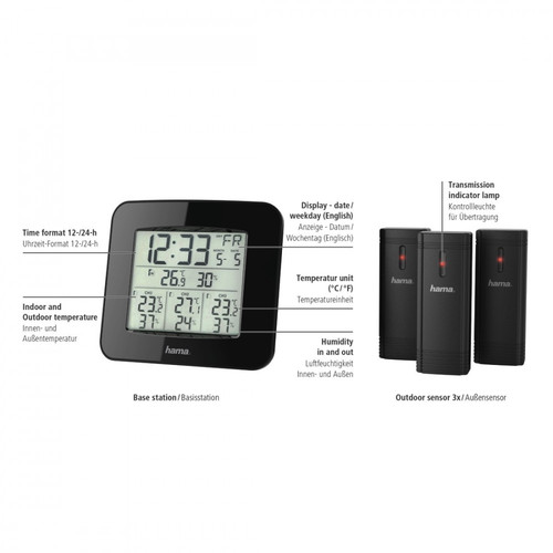 Hama Weather Station EWS-TRIO 3 sensors, black