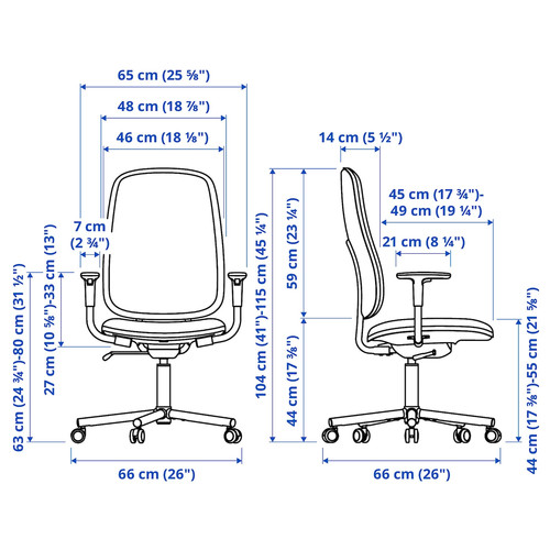 SMÖRKULL Office chair with armrests, Gräsnäs red