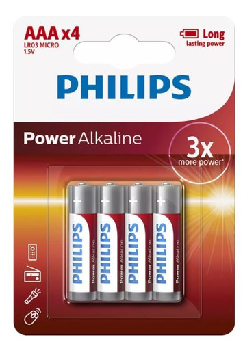 Philips Power Alkaline 4x AAA Batteries