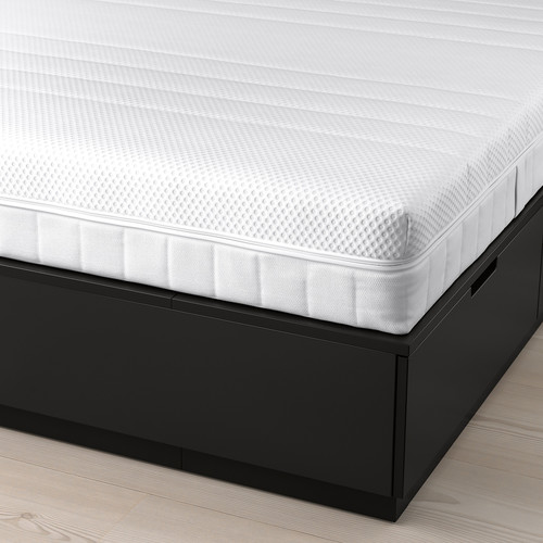 NORDLI Bed frame with storage and mattress, with headboard anthracite/Åkrehamn medium firm, 160x200 cm