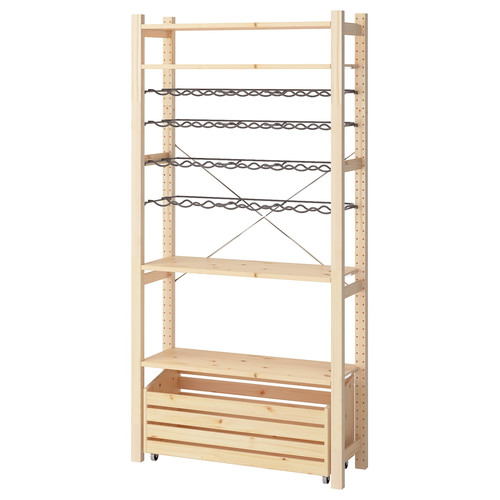 IVAR 1 section/bottle racks, pine, 89x30x179 cm