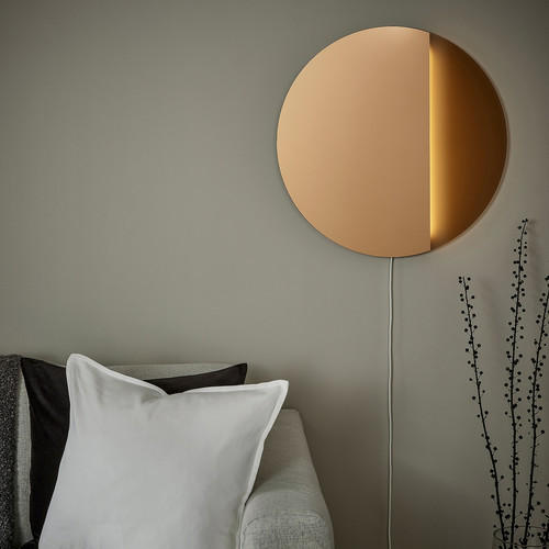 VARMBLIXT LED wall/mirror lamp, dimmable/bronze-colour round