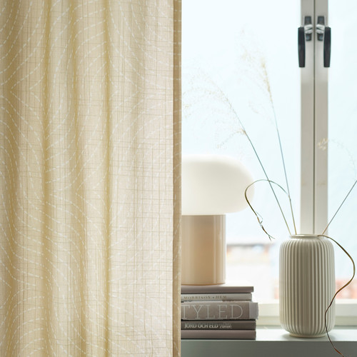 ÅKERMOLKE Curtains, 1 pair, beige, 145x300 cm