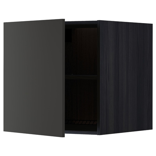 METOD Top cabinet for fridge/freezer, black/Nickebo matt anthracite, 60x60 cm