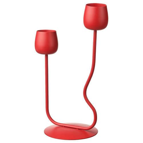 SILVERPÄRON Candlestick/tealight holder , bright red, 29 cm