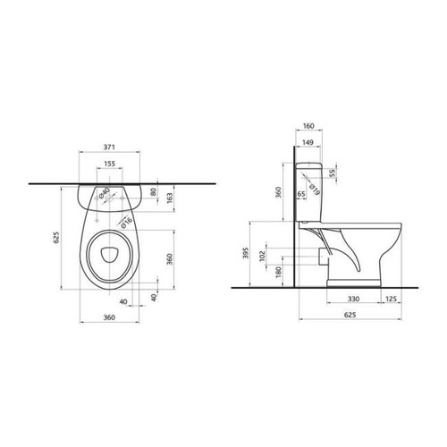 Kolo WC Compact Piano 3/6 l with Soft-close Seat Horizontal