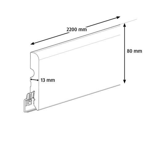 GoodHome MDF Skirting Board 13 x 80 x 2200 mm, white