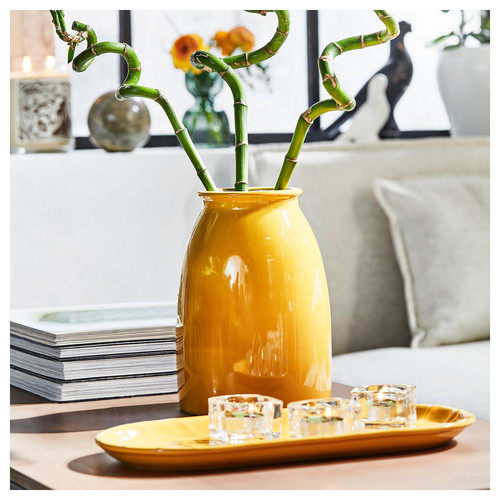 KOPPARBJÖRK Vase, bright yellow, 21 cm