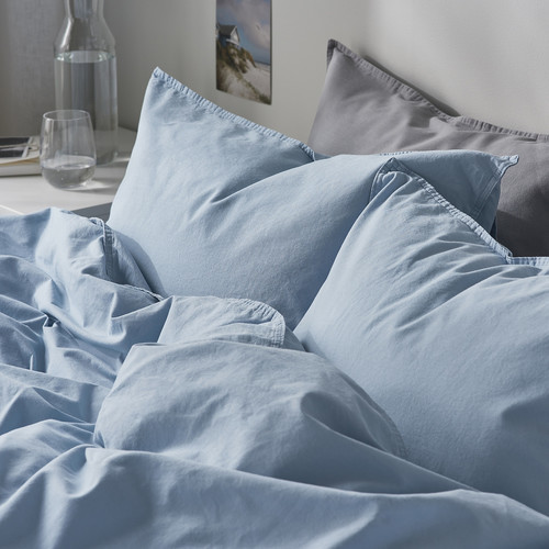 ÄNGSLILJA Duvet cover and pillowcase, blue-grey, 150x200/50x60 cm