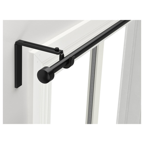 RÄCKA Curtain rod combination, black, 120-210 cm