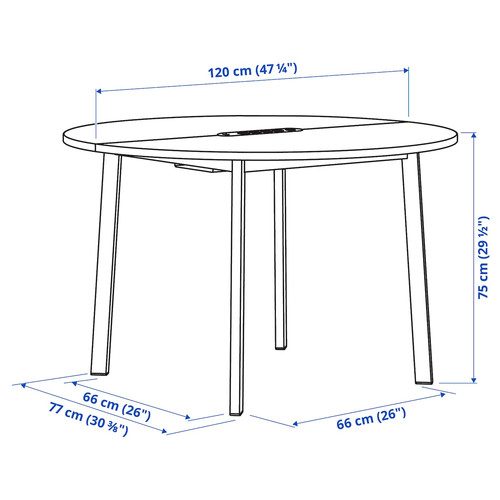 MITTZON Conference table, round walnut veneer/black, 120x75 cm