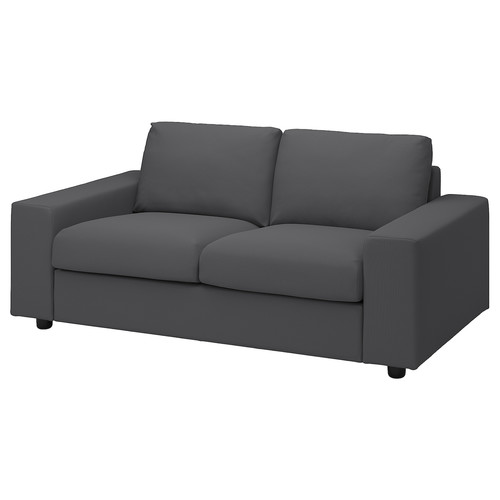 VIMLE Cover for 2-seat sofa, with wide armrests/Hallarp grey