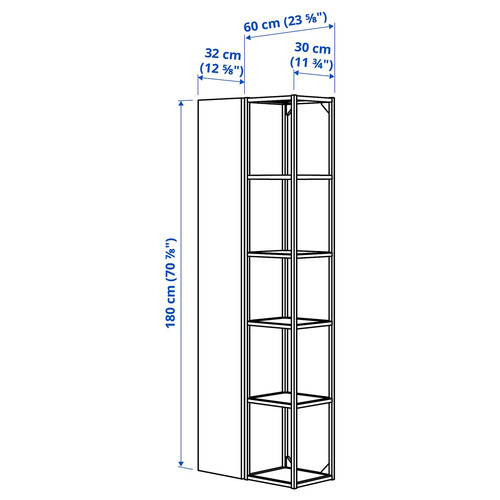 ENHET Wall storage combination, white, oak effect, 60x30x180 cm