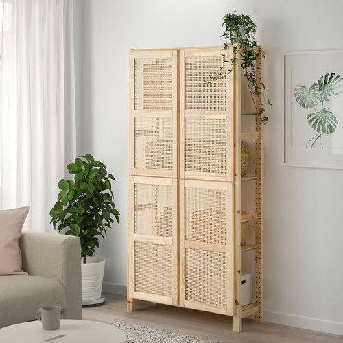 IVAR Shelving unit with doors, pine, 89x30x179 cm