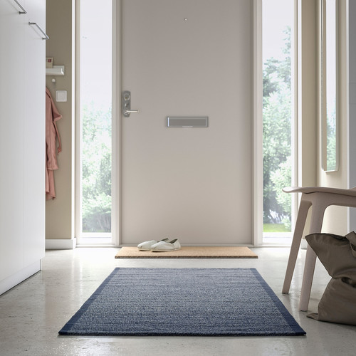 IDROTTSPLATS Rug, flatwoven, blue, 80x150 cm