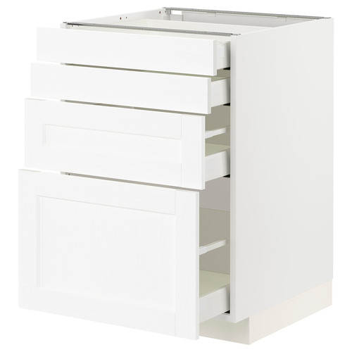 METOD / MAXIMERA Base cab 4 frnts/4 drawers, white Enköping/white wood effect, 60x60 cm