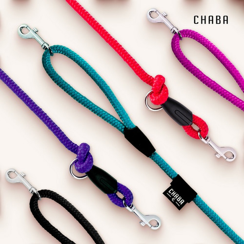 CHABA Adjustable Dog Leash 6mm x 138/260cm, black