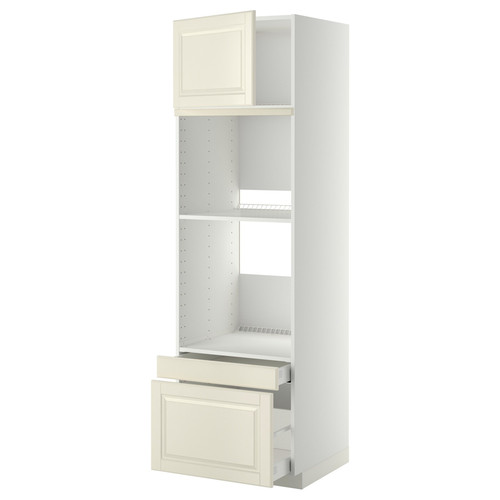 METOD / MAXIMERA Hi cab f ov/combi ov w dr/2 drwrs, white/Bodbyn off-white, 60x60x200 cm