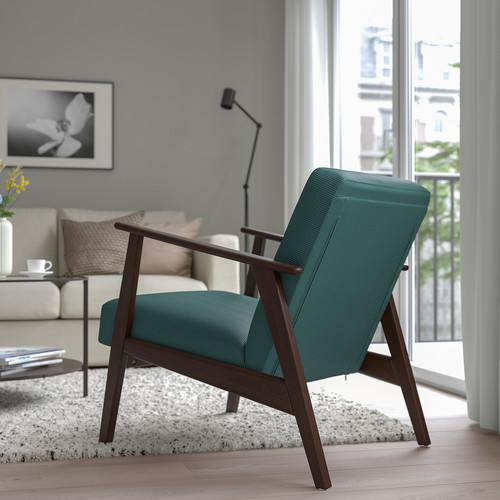 EKENÄSET Armchair, Kelinge grey-turquoise