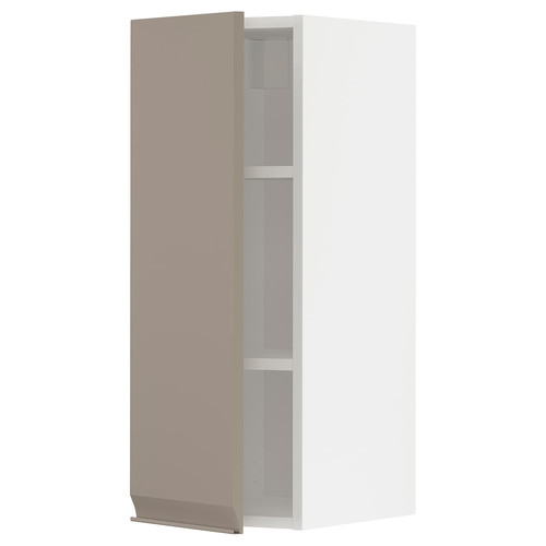 METOD Wall cabinet with shelves, white/Upplöv matt dark beige, 30x80 cm