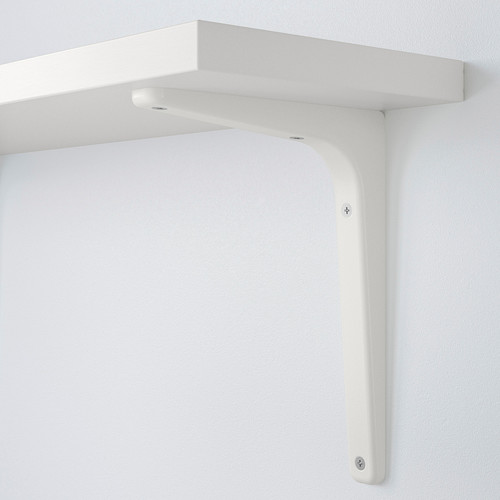 BERGSHULT / TOMTHULT Shelf with bracket, white, 120x30 cm