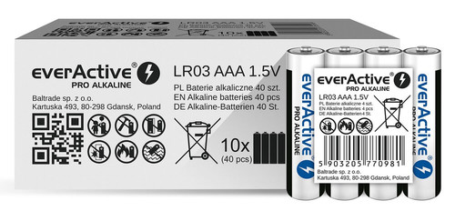 EverActive Alkaline LR03/AAA Batteries 4 Pack