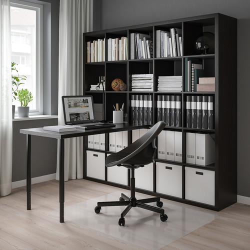 KALLAX / LAGKAPTEN Desk combination, black/black-brown, 182x159x182 cm