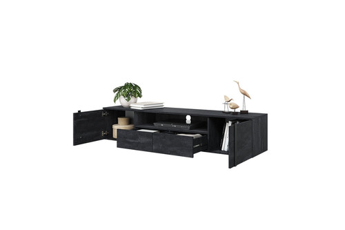 Wall-Mounted TV Cabinet Verica 200 cm, charcoal/black handles