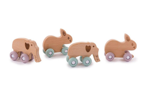 Bo Jungle B-Woody Elephant on Wheels Pink