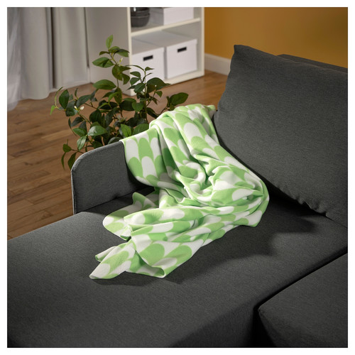 BRUKSVARA Throw, green/white, 120x160 cm