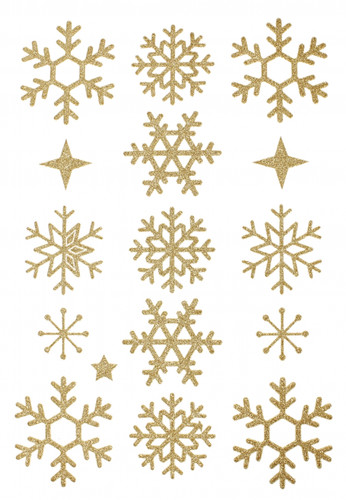 Craft Christmas Self-Adhesive Decoration Set Snowflakes 21pcs, gold