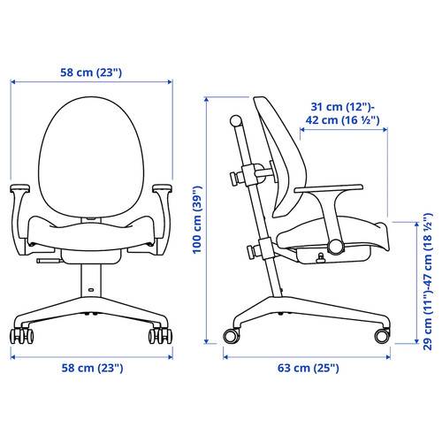 GUNRIK Children's desk chair, turquoise