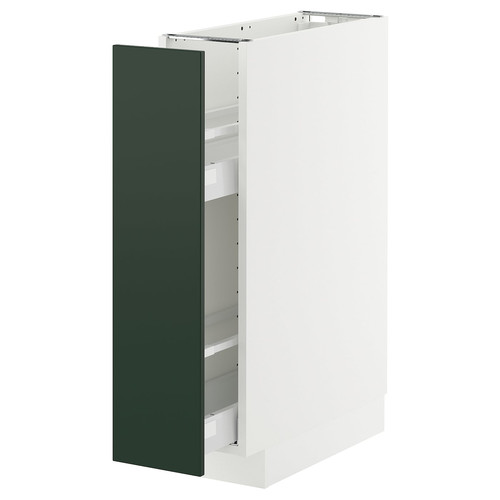 METOD / MAXIMERA Base cabinet/pull-out int fittings, white/Havstorp deep green, 20x60 cm