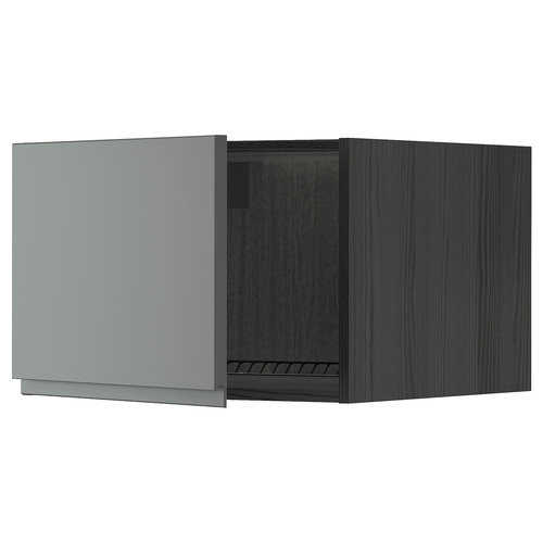 METOD Top cabinet for fridge/freezer, black/Voxtorp dark grey, 60x40 cm