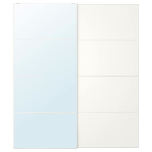 AULI / MEHAMN Pair of sliding doors, mirror glass/double sided white, 200x236 cm