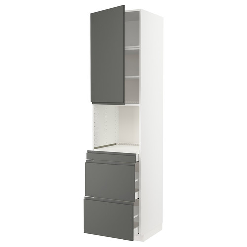 METOD / MAXIMERA Hi cab f micro combi w door/3 drwrs, white/Voxtorp dark grey, 60x60x240 cm