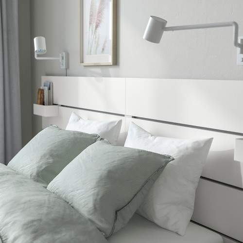 NORDLI Bed frame with storage and mattress, with headboard white/Vågstranda firm, 140x200 cm
