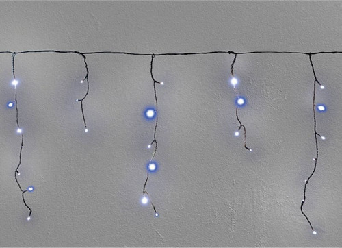 Christmas Curtain Lights In-/Outdoor 100 LED 9.6m, icicles, cool white/blue