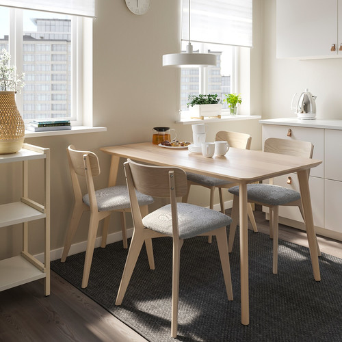 LISABO / LISABO Table and 4 chairs, ash/Tallmyra white/black, 140x78 cm