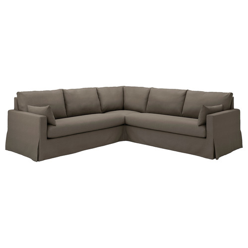 HYLTARP Cover for corner sofa, 4-seat, Gransel grey-brown