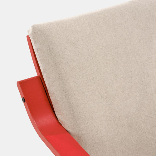 POÄNG Low-back armchair, red/Katorp natural colour/beige