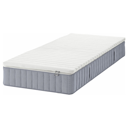 VALEVÅG Mattress and mattress pad, medium firm light blue/Nisseholm white, Standard Single