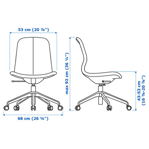 LÅNGFJÄLL Office chair, Gunnared dark grey, black