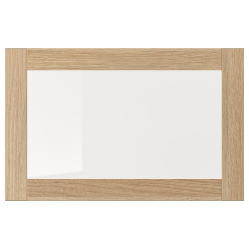 SINDVIK Glass door, oak effect, clear glass, 60x38 cm