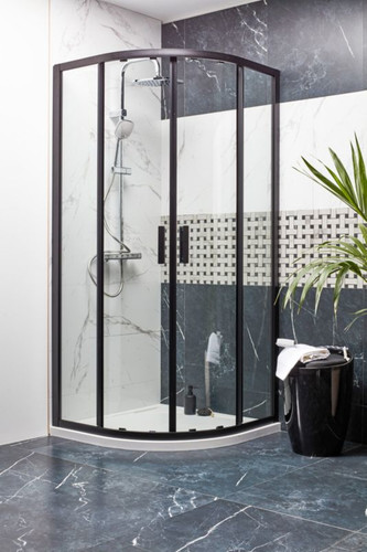 GoodHome Sliding Shower Door Beloya 90 cm, black/transparent