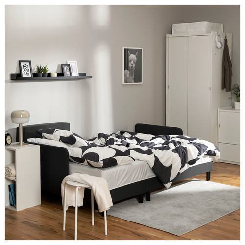 BRUKSVARA Duvet cover and pillowcase, anthracite/white, 150x200/50x60 cm